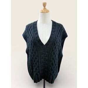 Chicos Black Embellished Jamilah Open Knit Pullover Sweater